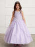 Vestido de desfile de falda de tul dividida con apliques de encaje metálico multicolor para niñas 2-18